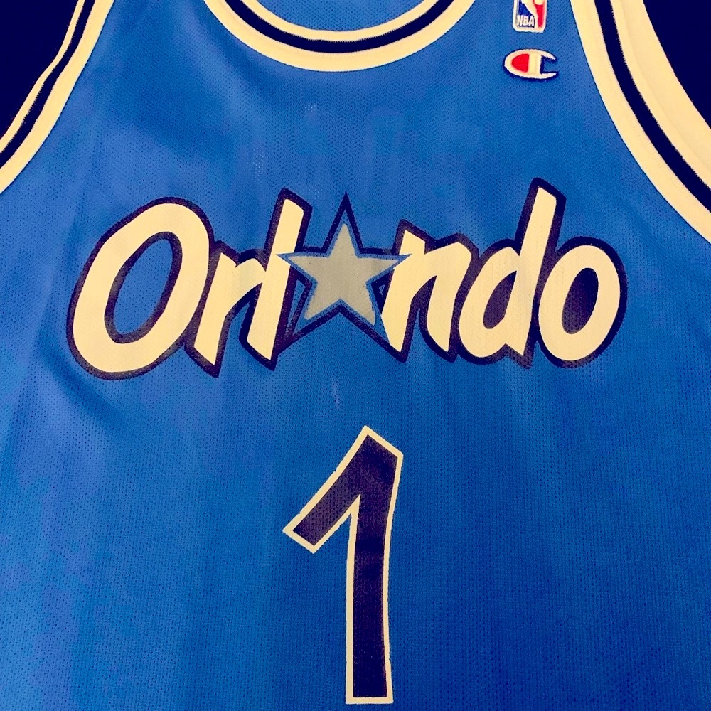 SOLD Champion Orlando Magic Penny Hardaway #1 Blue NBA Jersey 48 Adult XL - Picture 5 of 7